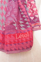 Load image into Gallery viewer, Letol Casimir jacquard weave scarf made in France rose pink and lilac houndstooth.