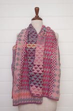 Load image into Gallery viewer, Letol Casimir jacquard weave scarf made in France rose pink and lilac houndstooth.