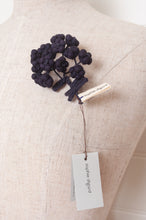 Load image into Gallery viewer, Classic Sophie Digard wool embroidered flower brooch Alpine in dark aubergine.