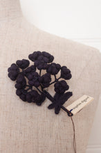 Load image into Gallery viewer, Classic Sophie Digard wool embroidered flower brooch Alpine in dark aubergine.