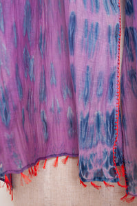 Neeru Kumar cotton and silk shibori scarf - lavender