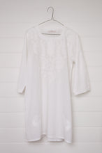 Load image into Gallery viewer, Chikankari white on white embroidered long kurta top.