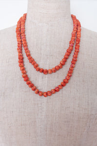 Raga necklace - coral shibori