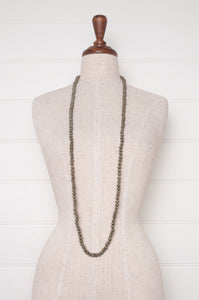 Raga necklace - olive embroidered