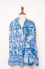 Load image into Gallery viewer, Made in France organic cotton jacquard weave Letol scarf, Celine in ciel sky blue.