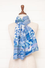 Load image into Gallery viewer, Made in France organic cotton jacquard weave Letol scarf, Celine in ciel sky blue.