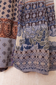 Made in France organic cotton jacquard weave Letol scarf, Gontrand in bleu chocolate, blue and chocolate brown.