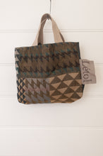 Load image into Gallery viewer, Letol mini tote bag in Casimir in chocolate brown, co-ordinating print on the reverse.