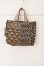 Load image into Gallery viewer, Letol mini tote bag in Casimir in chocolate brown, co-ordinating print on the reverse.