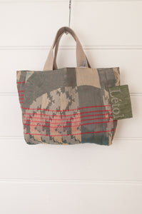 Letol mini tote bag in Casimir in chocolate brown, co-ordinating print on the reverse.