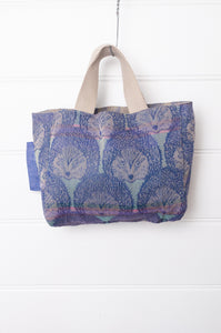 Letol mini tote bag Amira in sky blue, hector hedgehogs in blue on the reverse.