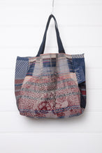 Load image into Gallery viewer,  Medium Letol organic cotton bag made in France, Alceste print in blue, co-ordinating print in navy blue on the reverse.