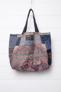  Medium Letol organic cotton bag made in France, Alceste print in blue, co-ordinating print in navy blue on the reverse.