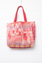 Load image into Gallery viewer,  Medium Letol organic cotton bag made in France, Willy print in peach pink, Gad print in crimson on the reverse.