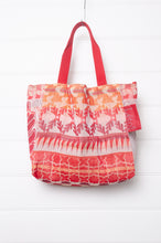 Load image into Gallery viewer,  Medium Letol organic cotton bag made in France, Willy print in peach pink, Gad print in crimson on the reverse.