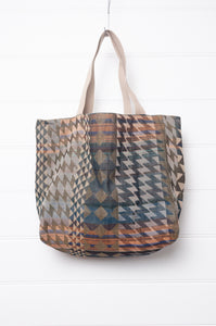  Medium Letol organic cotton bag made in France, Casimir print in tweed, floral print in soft pastels on the reverse.