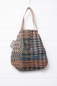  Medium Letol organic cotton bag made in France, Casimir print in tweed, floral print in soft pastels on the reverse.