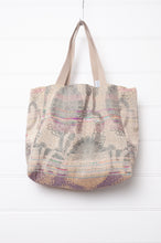 Load image into Gallery viewer,  Medium Letol organic cotton bag made in France, Casimir print in tweed, floral print in soft pastels on the reverse.