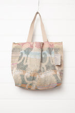 Load image into Gallery viewer,  Medium Letol organic cotton bag made in France, Casimir print in tweed, floral print in soft pastels on the reverse.