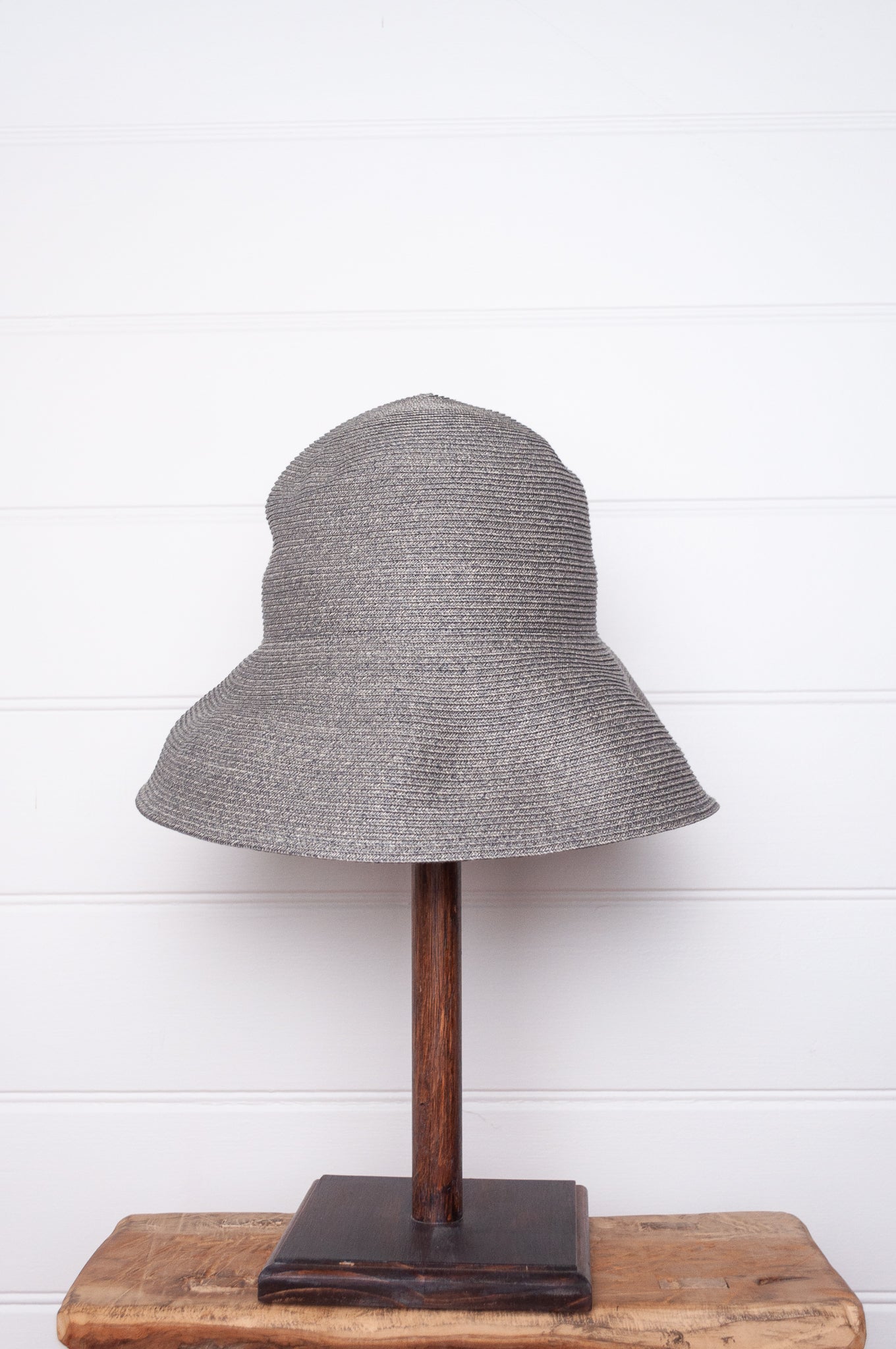 Parcnique PCNQ made in Japan Alma hat charcoal with grossgrain ribbon tie.