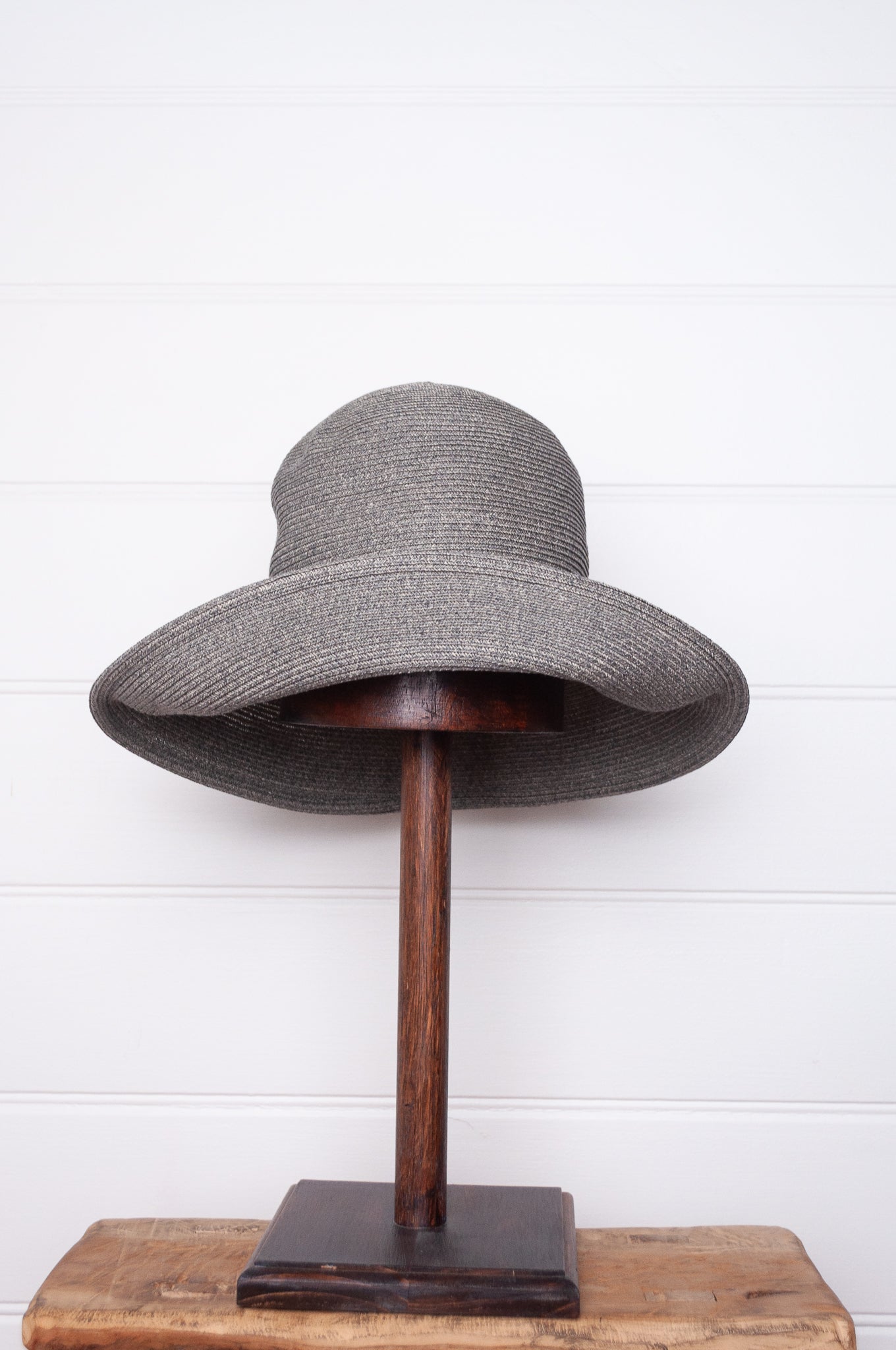Parcnique PCNQ made in Japan Alma hat charcoal with grossgrain ribbon tie.