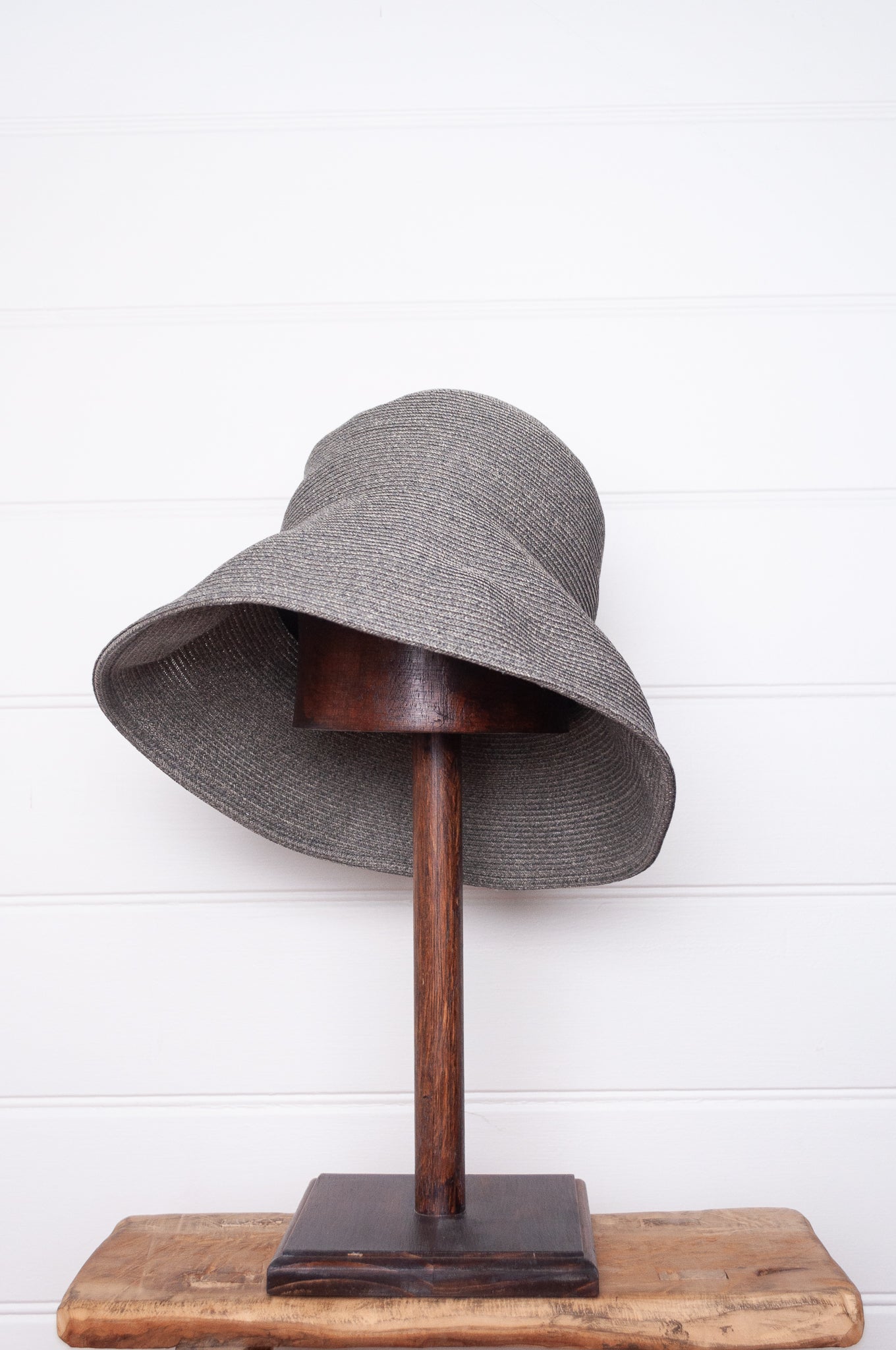 Parcnique PCNQ made in Japan Alma hat charcoal with grossgrain ribbon tie.