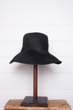 Load image into Gallery viewer, PCNQ made in Japan Leo abaca and cotton sun hat in black.