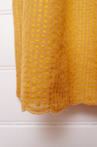 Dve Diti slip dress in amber yellow cotton silk check.