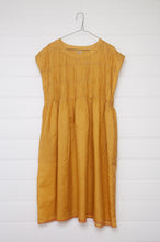 Load image into Gallery viewer, Dve one size cotton silk check Mira dress with gathered bodice in amber yellow.