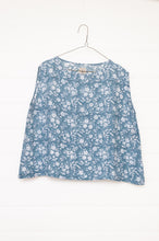 Load image into Gallery viewer, Dve one size Aishani sleeveless top in Aegean blue bliockprint floral linen.