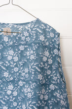 Load image into Gallery viewer, Dve one size Aishani sleeveless top in Aegean blue bliockprint floral linen.