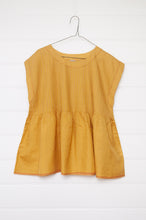 Load image into Gallery viewer, Dve one size cotton silk Rima top sleeveless with pintucked bodice in amber yellow.