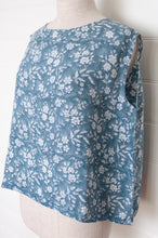 Load image into Gallery viewer, Dve one size Aishani sleeveless top in Aegean blue bliockprint floral linen.