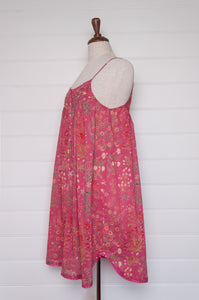 Juniper Hearth cotton voile nightdress in raspberry pink floral print.