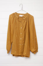 Load image into Gallery viewer, Studio Within x Juniper Hearth jamdani cotton blouse in marigold mustard yellow.