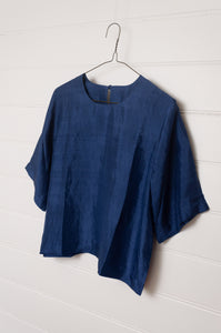 Studio Within x Juniper Hearth silk top in midnight blue.