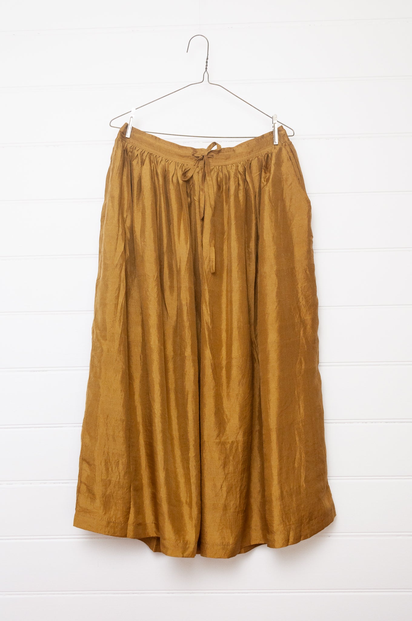 Studio Within x Juniper Hearth silk skirt in mustard gold.