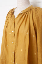 Load image into Gallery viewer, Studio Within x Juniper Hearth jamdani cotton blouse in marigold mustard yellow.