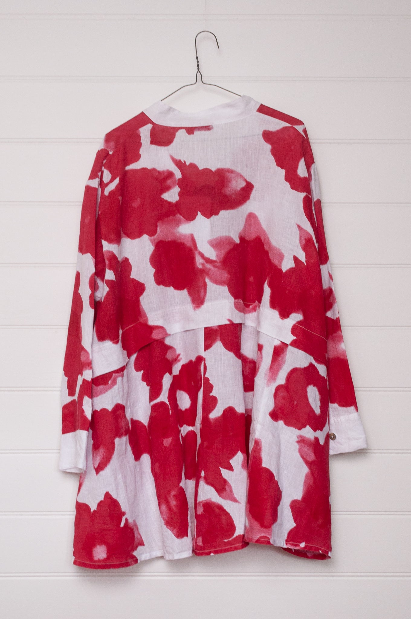 Banana Blue made in Melbourne pure line red on white floral print button up shirt.