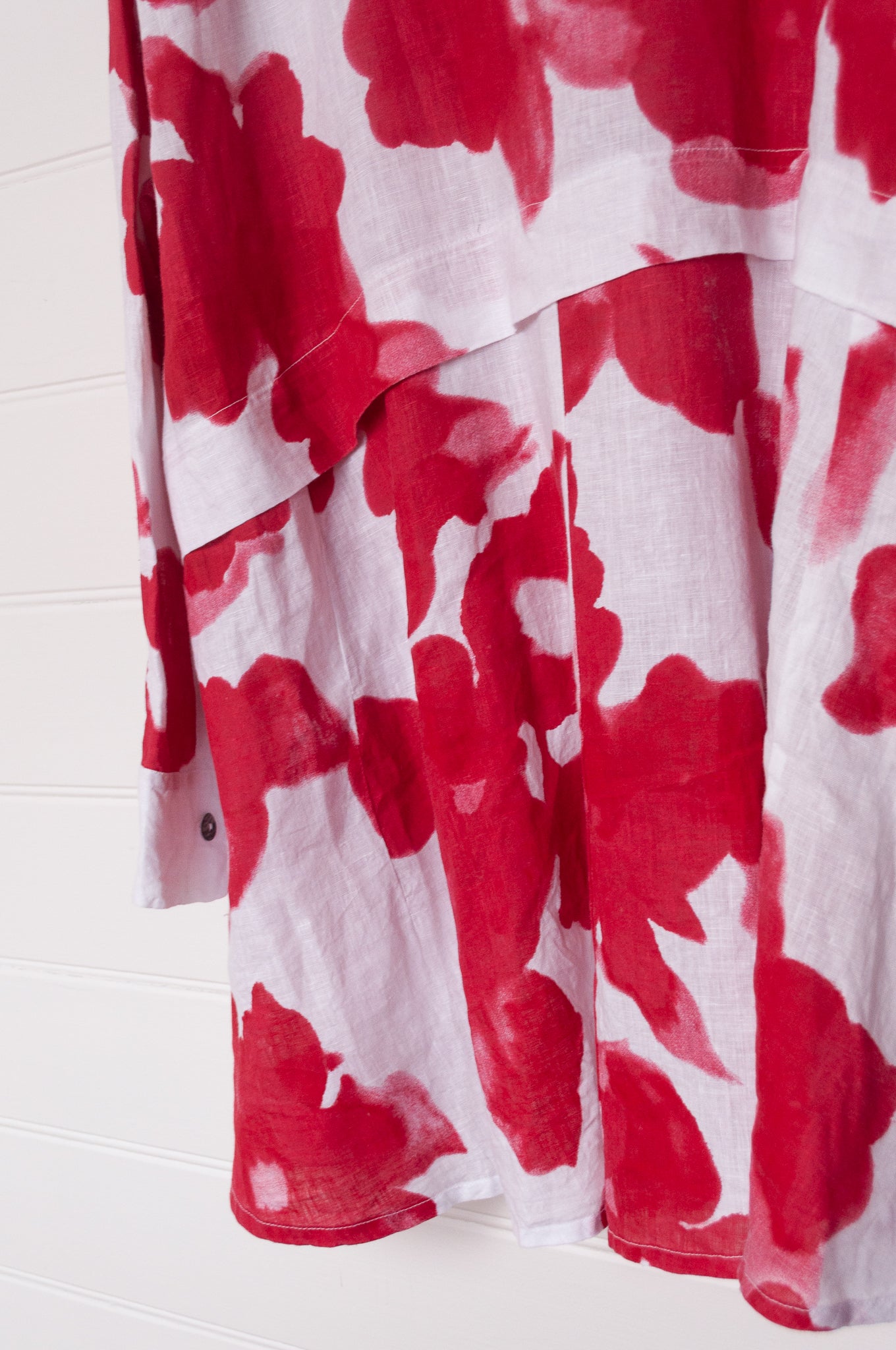 Banana Blue made in Melbourne pure line red on white floral print button up shirt.