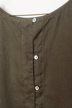 Load image into Gallery viewer, Valia button back blouse in Nomad olive green linen.