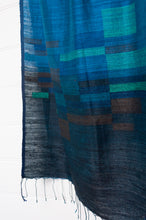 Load image into Gallery viewer, Karomi jamdani handwoven silk jamdani scarf Matisse in sapphire blue.