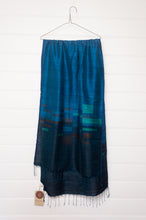 Load image into Gallery viewer, Karomi jamdani handwoven silk jamdani scarf Matisse in sapphire blue.