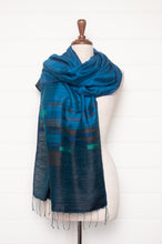 Load image into Gallery viewer, Karomi Matisse silk jamdani scarf - sapphire