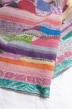 Load image into Gallery viewer, VIntage kantha quilt patchwork stripes.