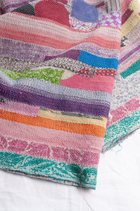 VIntage kantha quilt patchwork stripes.