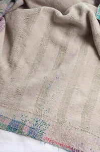 VIntage kantha quilt patchwork stripes.