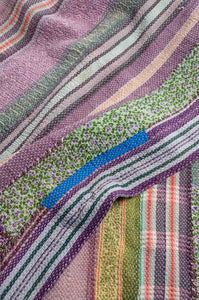 Multi colour striped vintage kantha quilt.