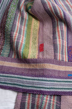 Load image into Gallery viewer, Multi colour striped vintage kantha quilt.