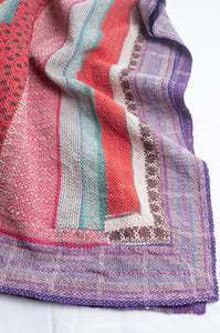 Vintage patch and stripe kantha quilt.